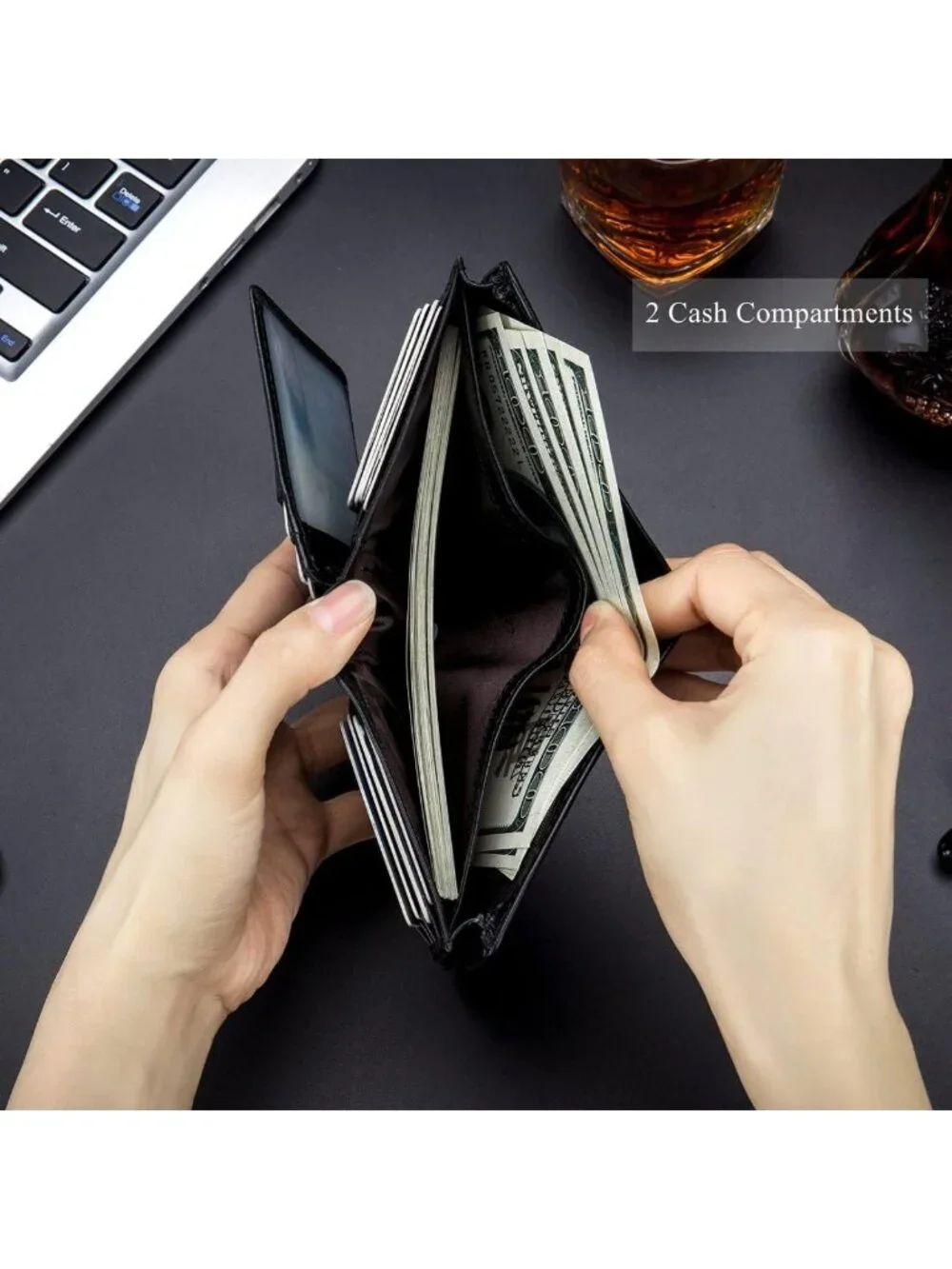 Large Capacity Genuine Leather Bifold Wallet for Men | RFID Blocking, 15 Card